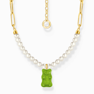 THOMAS SABO x HARIBO náhrdelník Green goldbears & pearls KE2207-430-6