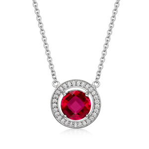 SOFIA strieborný náhrdelník s červeným zirkónom AEAN0290Z,RSY/R42+5