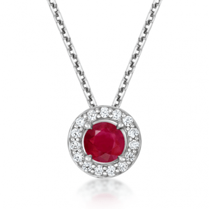 SOFIA zlatý náhrdelník s rubínom a zirkónmi GEMCS28570-49