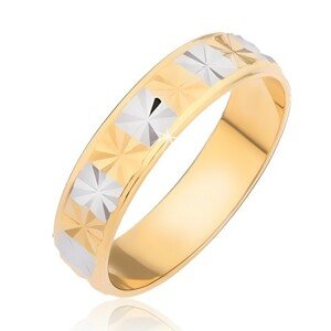 Lesklý prsteň - obdĺžniky s diamantovým rezom - Veľkosť: 53 mm