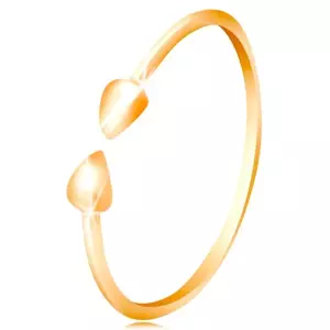 Prsteň v žltom 14K zlate - lesklé ramená ukončené malými slzičkami - Veľkosť: 48 mm