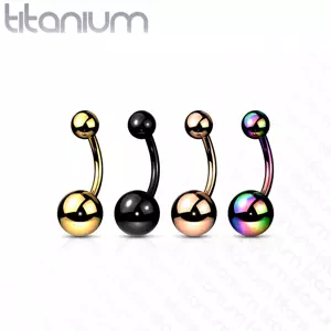 Titánový piercing do pupka - jednoduché guľôčky, rôzne farby, PVD - Farba: Zlatá