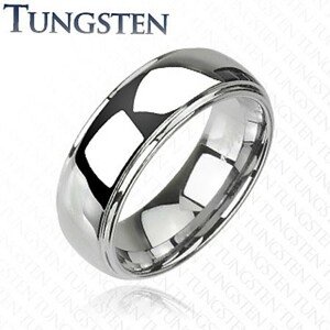 Tungstenový - Wolfrámový prsteň lesklý s vyvýšeným stredom - Veľkosť: 68 mm