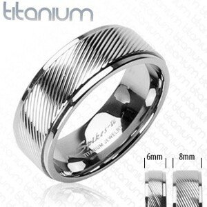 Titánový prsteň s diagonálnymi pruhmi - Veľkosť: 66 mm