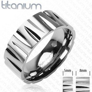 Titánový prsteň zárezy v tvare strely - Veľkosť: 62 mm