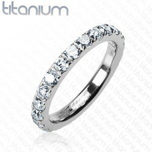 Titánový prsteň so zirkónmi po celom obvode - Veľkosť: 50 mm