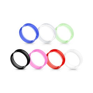 Sedlový tunel do ucha zo silikónu, ohybný, rôzne farby, lesklý - Hrúbka: 8 mm, Farba: Ružová