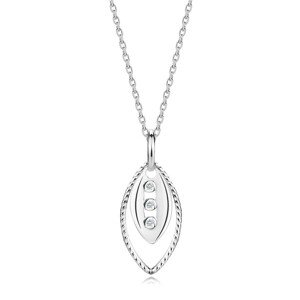 Strieborný 925 náhrdelník - číre brilianty, menšie a väčšie zrnko