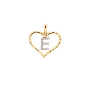 Zlatý prívesok písmenko E v srdci