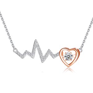 Linda's Jewelry Strieborný náhrdelník so zirkónmi Love Srdcebeat Ag 925/1000 INH027
