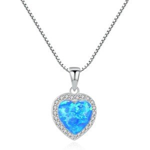 Linda's Jewelry Strieborný náhrdelník Opálové Srdce Ag 925/1000 INH180