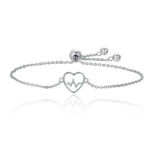 Linda's Jewelry Strieborný náramok Love Srdcebeat Ag 925/1000 INR072