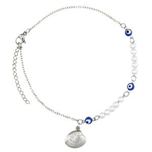 Linda's Jewelry Náramok na nohu Mušlička s perlami chirurgická oceľ INR229